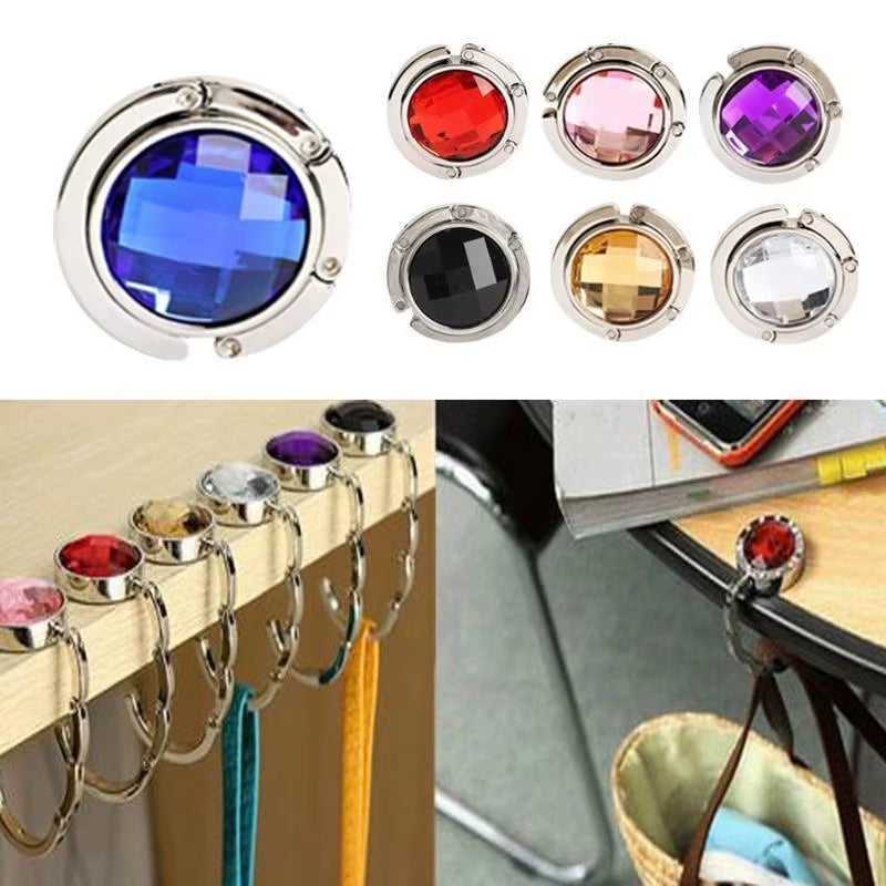 Handbag Foldable Bag Hook Purse Table Hanger Holder Alloy Fashion Crystal Rhinestone