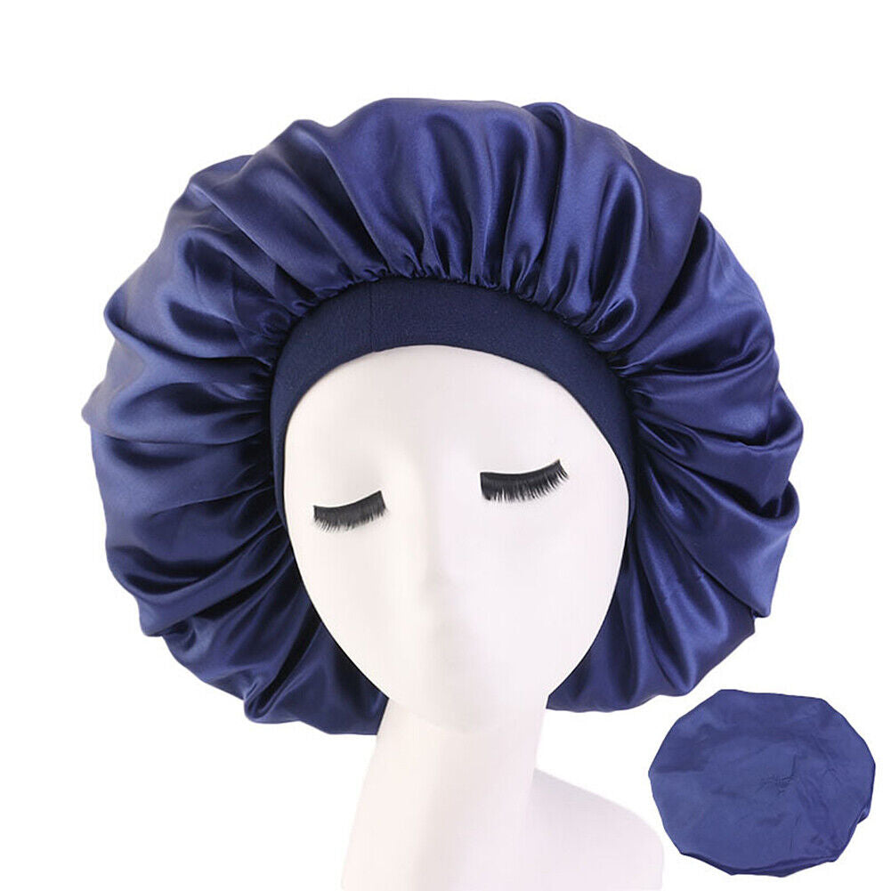 US Extra Large Long Hair Care Satin Bonnet Cap Night Sleep Hat Head Wrap Cover