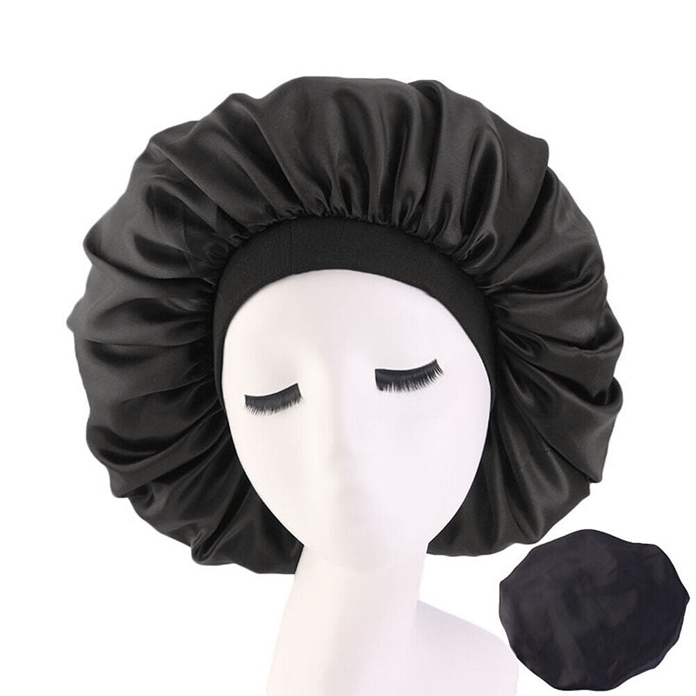 US Extra Large Long Hair Care Satin Bonnet Cap Night Sleep Hat Head Wrap Cover