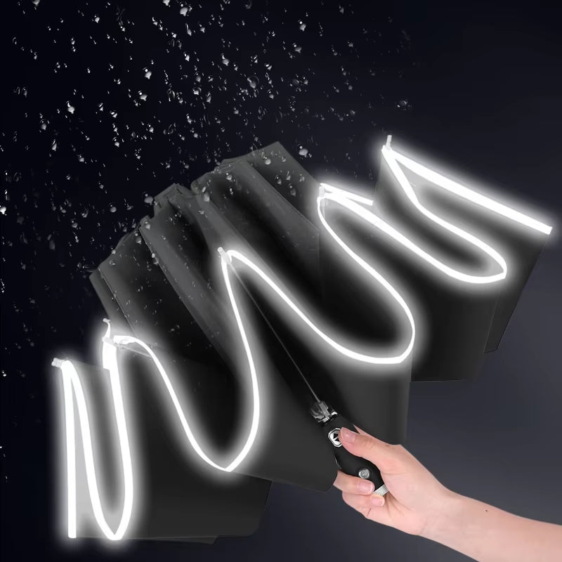 LED Umbrella Male Fully Automatic Reverse Umbrella Female Dual Purpose Folding Automatic Umbrella Large Size