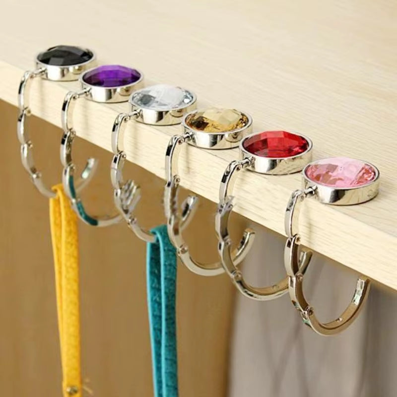 Handbag Foldable Bag Hook Purse Table Hanger Holder Alloy Fashion Crystal Rhinestone